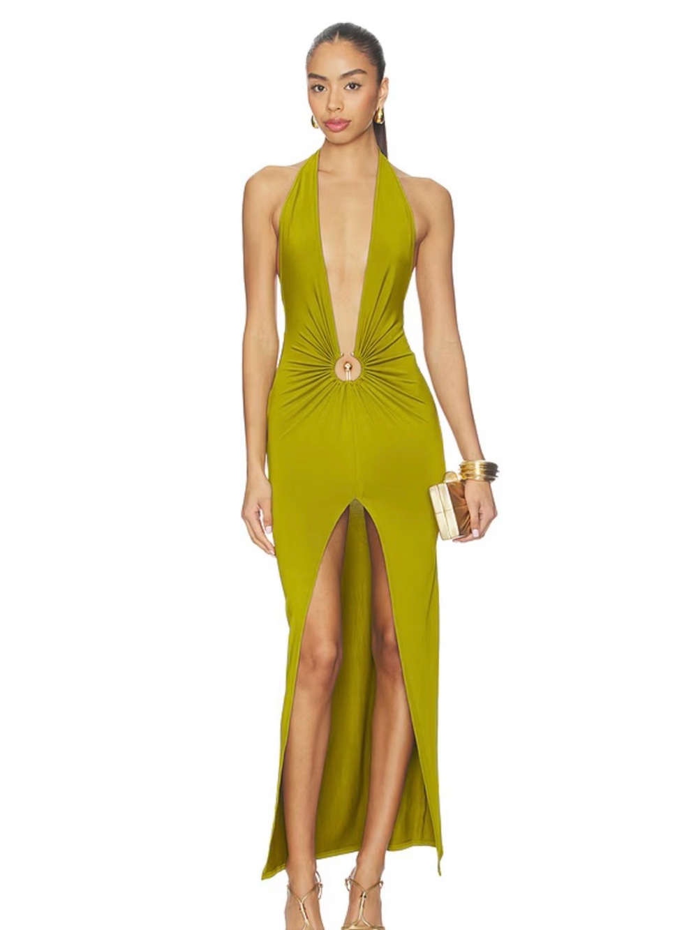 SUPERDOWN Cambri Maxi Dress in Moss Green